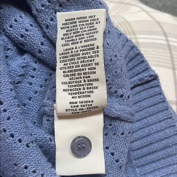 Lace Knit Blue Ruffle Cardigan - Picture 4 of 5